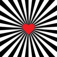 Swirling pattern background. Vortex starburst spiral twirl square with red heart. Helix rotation rays. Converging psychadelic scalable stripes. Vector illustration