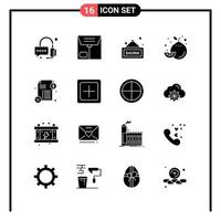 Set of 16 Solid Style Icons for web and mobile Glyph Symbols for print Solid Icon Signs Isolated on White Background 16 Icon Set Creative Black Icon vector background