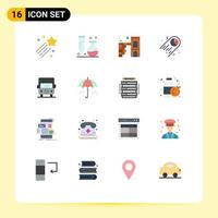 16 User Interface Flat Color Pack of modern Signs and Symbols of auto statistics tube pie wall Editable Pack of Creative Vector Design Elements