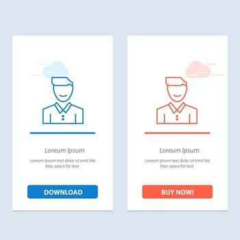 Avatar Client Face Happy Man Person User  Blue and Red Download and Buy Now web Widget Card Template vector
