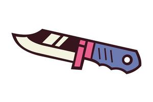 ilustración vectorial de un cuchillo afilado con un mango azul vector