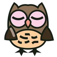 vector illustration of an owl painting in brown color monoline drawing style. hand drawn.