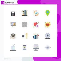 Set of 16 Modern UI Icons Symbols Signs for pin map space location peace Editable Pack of Creative Vector Design Elements