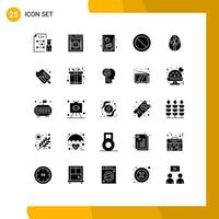 Stock Vector Icon Pack of 25 Line Signs and Symbols for gift basic notification ban financial report Editable Vector Design Elements