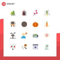 Mobile Interface Flat Color Set of 16 Pictograms of baby startup stick investment holiday Editable Pack of Creative Vector Design Elements