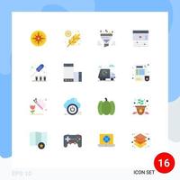 Pictogram Set of 16 Simple Flat Colors of web page grains creative tool Editable Pack of Creative Vector Design Elements