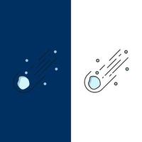 Asteroid astronomy meteor space comet Flat Color Icon Vector