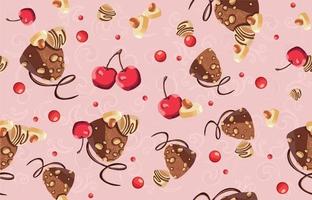 Seamless pattern of chocolate, sweets and cherry pattern. vector