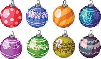 Christmas tree decorations isolated on white background illustration set. Winter Holidays and Celebrations concept. Balls. vector