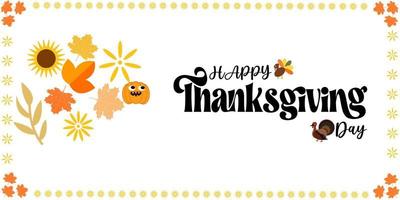 Happy Thanksgiving Day border with maple Leaves,branches sunflower. Background full of branches and hanging maple Leaves. suitable for background, banner,poster,greeting card,text lettering copyspace. vector