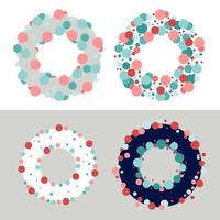 Set of 4 different Christmas wreaths decorated with balls vector