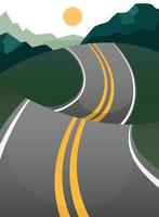 Gray road in the hills in perspective vector