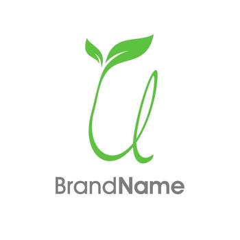 Initial U Nature Leaf vector