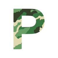 English alphabet letter P, khaki style isolated on white background - Vector