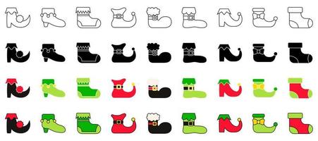 Set of Elf shoes in flat style isolated vector