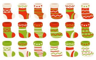 Set of Christmas Sock in flat style isolated vector