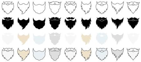 conjunto de barba en estilo plano aislado vector