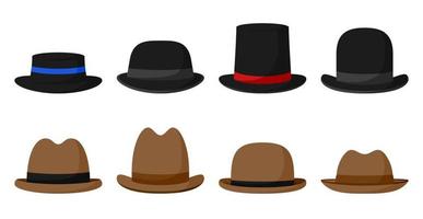 Set of Hat in flat style isolated vector