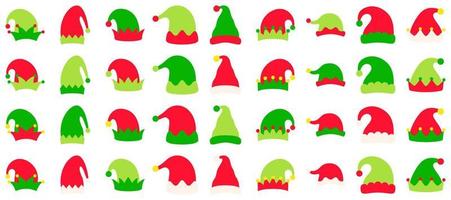 Set of Elf hat isolated on white background vector