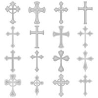 Set of Christian Cross isolated on white background vector