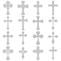 Set of Christian Cross isolated on white background vector