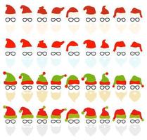 Beard with christmas hat and glasses on white background vector