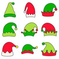 Set of Elf hat isolated on white background vector