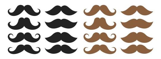 conjunto de bigote en estilo plano aislado vector