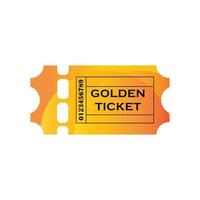 Vector golden ticket isolated on white background. Luxury and premium design. Icon image for website. Cinema, theatre, concerts, movies, shows, parties, events, festival tickets