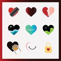 Heart icon set vector