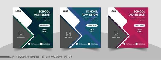 School social media post template vector