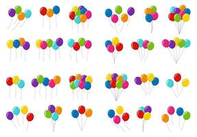 conjunto de globos de helio de colores vector