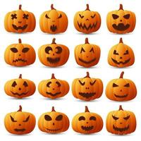 Halloween Pumpkin Face Collection, Vector illustration