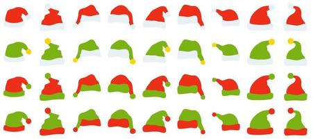 Set of Santa Claus hat isolated on white background vector