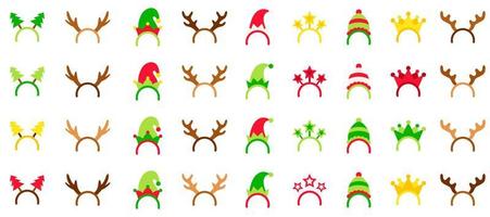 Set of Christmas headband in flat style isolated vector