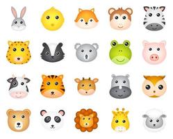 Set of cute wild animals vector