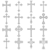 Set of Christian Cross isolated on white background vector