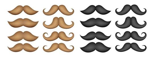 conjunto de bigote en estilo plano aislado vector