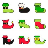 Set of Elf shoes in flat style isolated vector