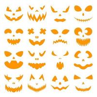 Halloween Pumpkin Face set, Vector illustration