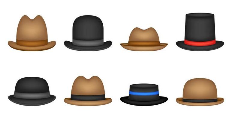 Set of Hat in flat style isolated