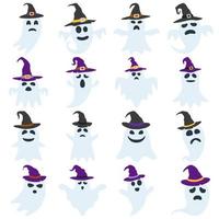 Set of Ghost with hat isolated on white background vector