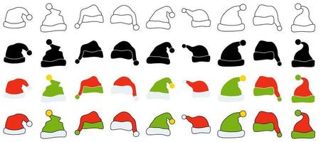 Set of Elf hat isolated on white background vector