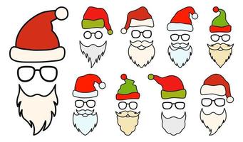 Beard with christmas hat and glasses on white background vector