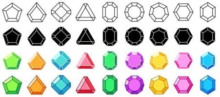 Set of gems in flat style isolated vector