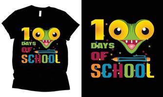 100 días de escuela diseño divertido de camisetas coloridas. vector