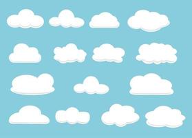 Cloud. Abstract white cloudy set isolated on blue background. Vector illustration.