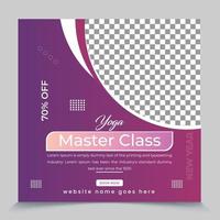 Fitness trainer yoga master class promotional square web post banner template design vector