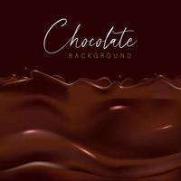 Chocolate liquid splashing in the middle isolated on solid color background, Vector illustration.