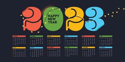 moderno mínimo feliz año nuevo 2023. plantilla de diseño de calendario de año nuevo vector